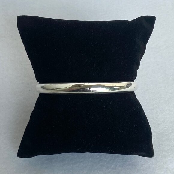 Sterling Silver 925 Polished Round Hinged Stacking Bangle Bracelet 7.25" - Picture 2 of 16